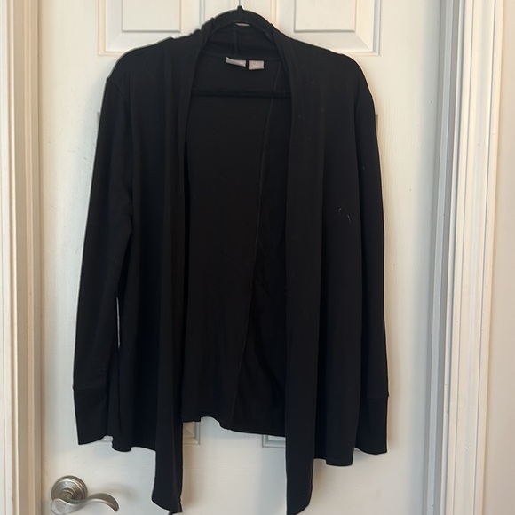 Chicos zenergy black drape front cardigan jacket cotton modal size 8/10 - Picture 4 of 8
